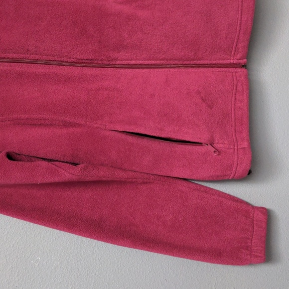 M pink columbia full zip up fleece jacket w collar zip pockets elastic cuffs hem - Picture 2 of 11